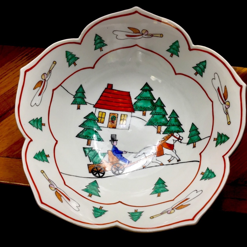 Overjoy Hand-painted Holiday Bowl